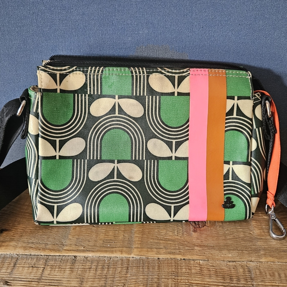 Orla Kiely Green and Pink Crossbody Bag